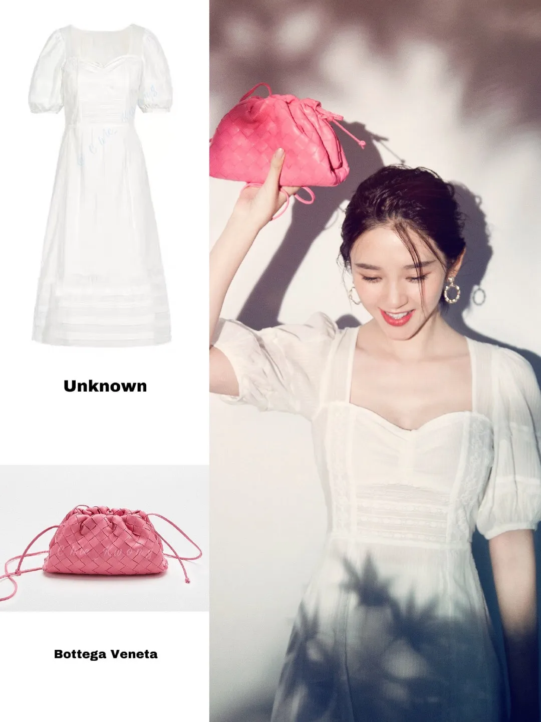 Tang Yixin# holds the pouch cloud bag in girly pink color, full of girlish feeling💕